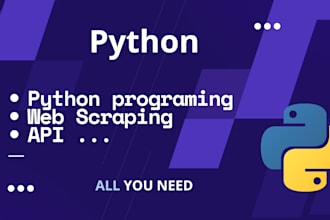 write and create python programming scripts, web scraping and api