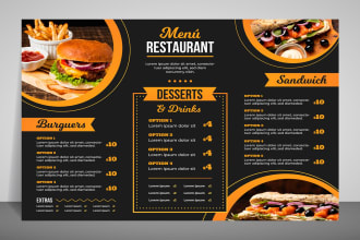 do menu design, food menu, restaurant menu, price list and qrcode