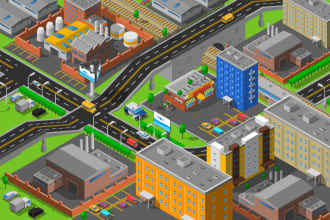 draw vector map or isometric map in illustrator