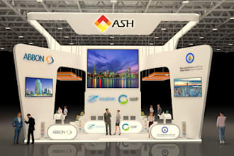 create trade show booth, exhibition stand, kiosk, stall,
