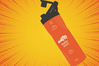 create  water bottle design mockup in 3 hours with HD quality