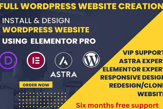 design premium wordpress website with divi, astra pro or elementor pro