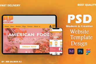 create web template or landing page in PSD,figma, xd website