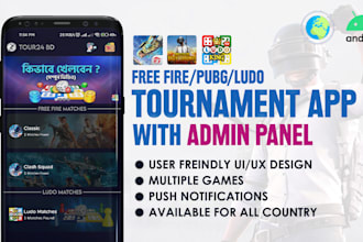 make free fire, ludo, pubg tournament app to host tournament