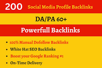 do 200 social media profile backlinks for SEO link building