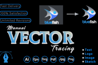 manually do vector trace, redraw and edit logo or image in 1 hour in illustrator