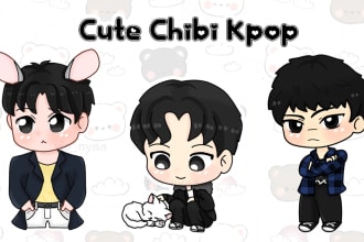 draw cute fanart chibi manhwa design for  you