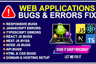 fix javascript, nextjs, nodejs, API, mongodb errors and bugs