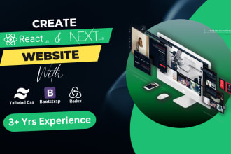 develop react js next js website with tailwind css redux