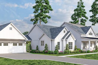 do house exterior, interior, sketchup 3d models with renders