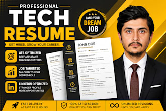 write an ats tech resume, CV, cover letter and optimize linkedin