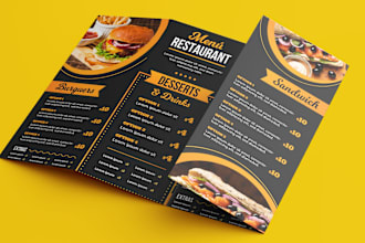 create a restaurant menu or food menu design within 24 hours