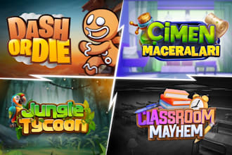 make unique playful 3d title game logo design for steam