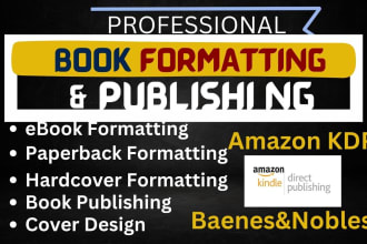 format and publish your book on amazon kindle kdp, barnes and noble