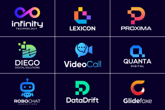 design modern tech startup crypto software app saas website technology logo
