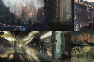 create 3d and 2d environment concept art illustrations