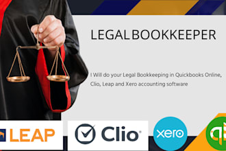 do legal bookkeeping by quickbooks online, clio, leap, xero