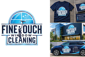do window, gutter, drone cleaning and pressure washing business logo design