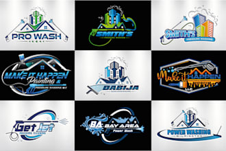 do window, gutter, drone cleaning and pressure washing business logo design