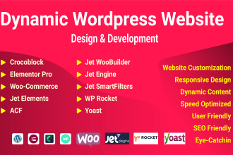 build a dynamic wordpress website using elementor, crocoblock, jet engine