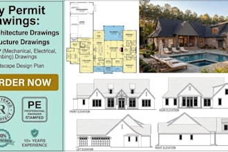 do architect for construction permit drawings, 2d floor plan, autocad blueprints