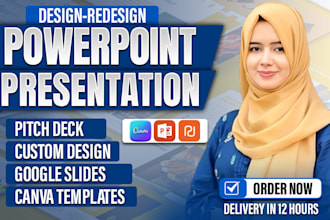 design, redesign powerpoint presentation, pitch deck, google slides and canva
