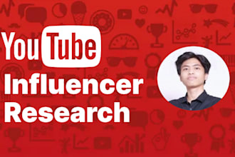 do research and deliver niche based youtuber contact lists