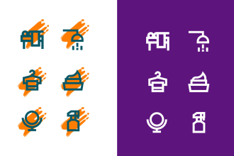 create icons in line art and design hand drawn icons set