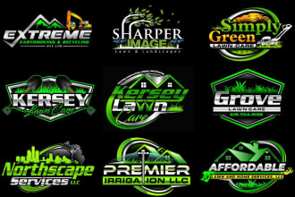 create beautiful excellent landscape, farm, lawn care logo