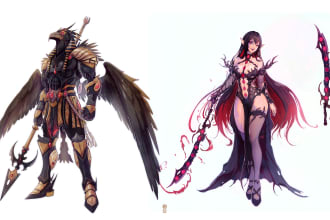 draw epic high quality fantasy characters concept arts