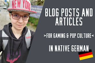 write blog posts about video games in german