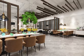do restaurant and shop interior design and realistic rendering