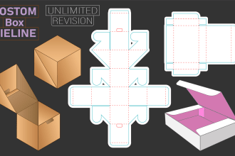 do box packaging dieline design with 3d