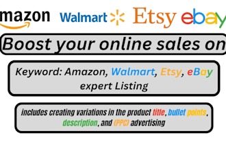 set up your product on amazon walmart etsy ebay  ppc campaigns