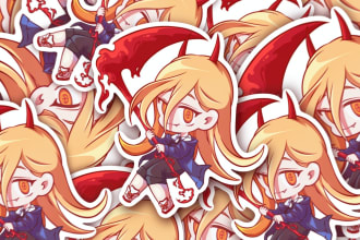 do cute chibi character, cartoon , sticker and emoticons