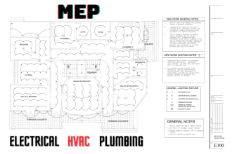 draw mep drawings, electrical, hvac and plumbing drawings