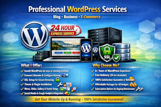 install wordpress, domain, hosting and SSL setup
