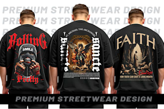 create custom streetwear t shirt design and graphic design