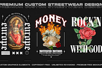 create custom streetwear t shirt design and graphic design