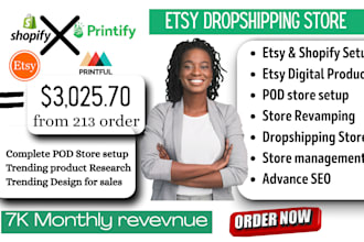 set up etsy dropshipping store, etsy shop print on demand etsy printful printify