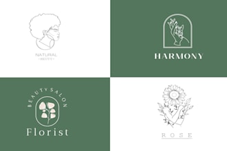 design feminine, botanical, boho hand drawn logo
