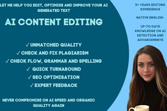 factcheck, SEO, edit and improve ai generated content as a native speaker