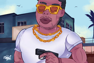 design eye catching cartoon album cover, mixtape cover