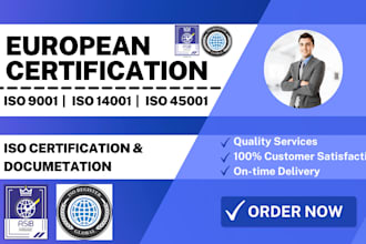 provide iso 9001, 14001 and 45001 certification and documentation