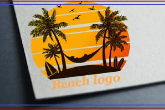 design summer holidays and beach enjoying logo