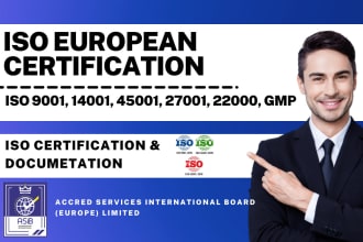 provide iso 9001, 14001, 45001, 27001 certification and documentation