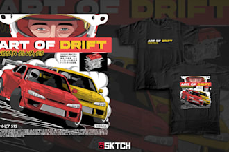 create a raster car illustration for t shirt
