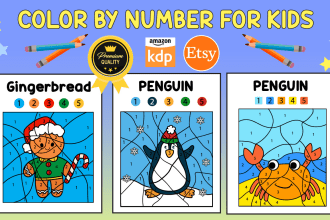 make color by number coloring pages interior for kdp or etsy