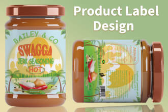 make food label design, food packaging design, desert and jerk pouch design