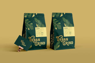 create a coffee bag, packaging and label sticker design